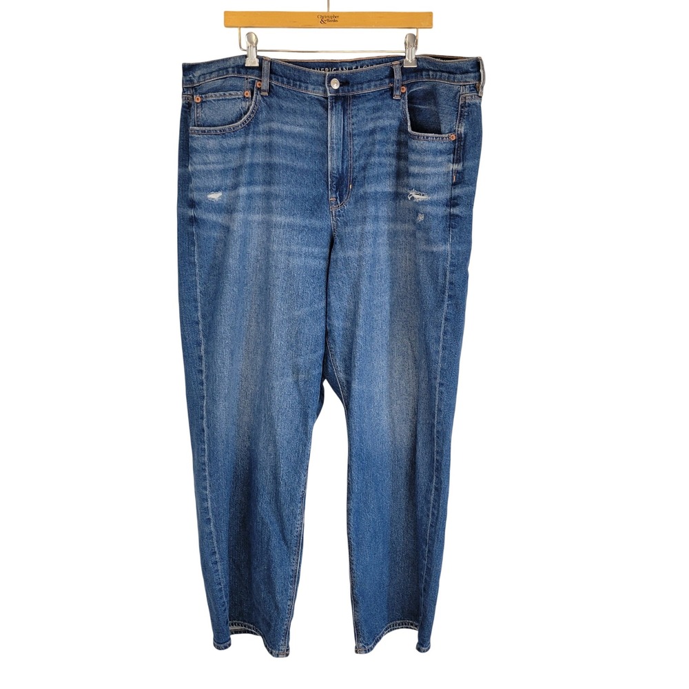 American Eagle‎ Strigid Super High Rise Baggy Straight Jeans Blue Size 20 Denim